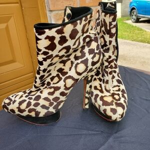 White leopard heels